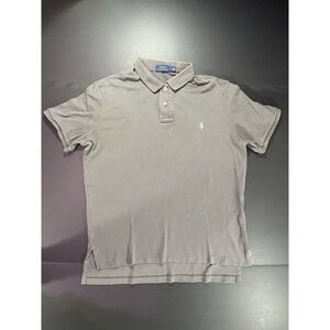 Ralph‎ Lauren Polo Shirt Knit Men's L Embroidered Horseman Gray Blue